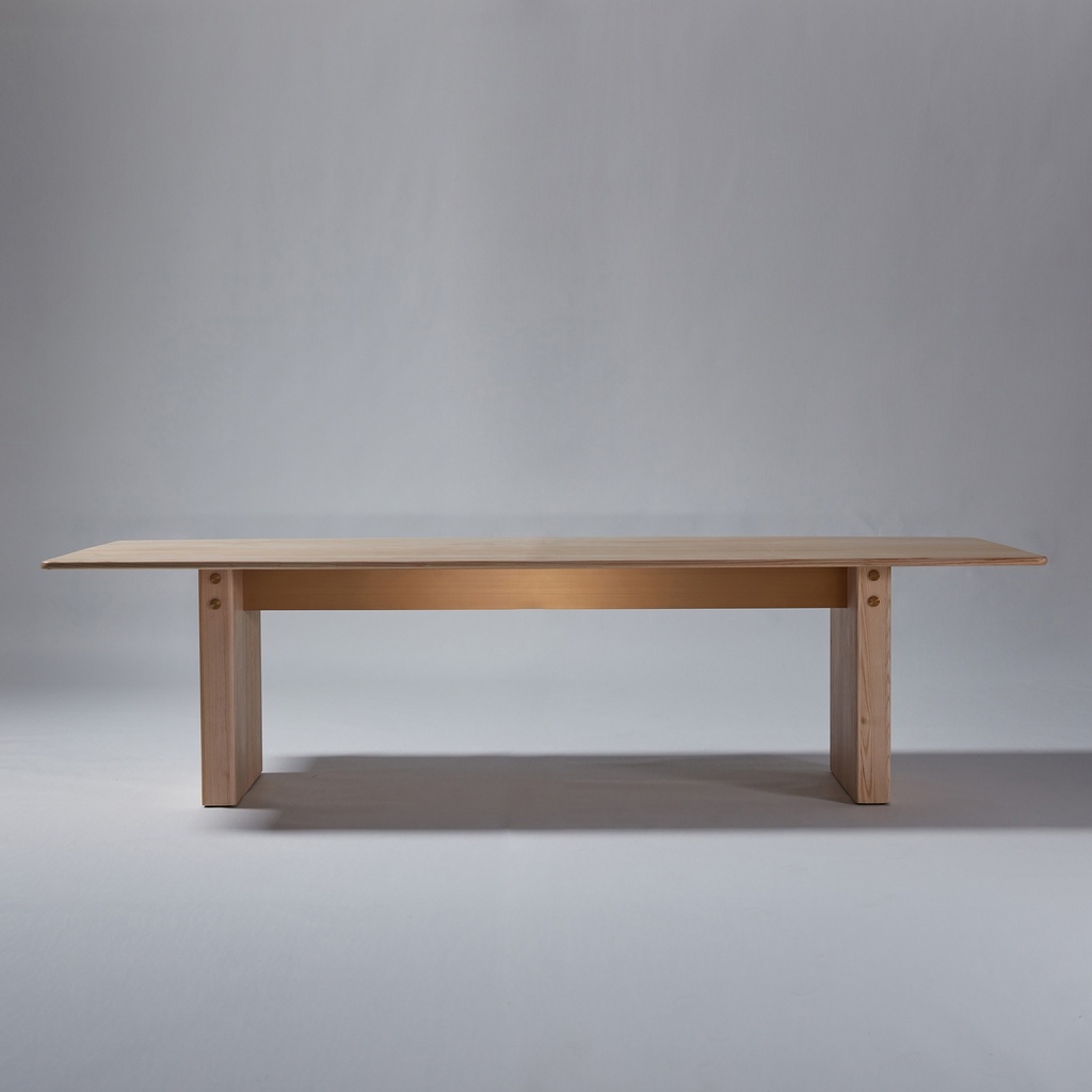 [TDT010TIM002MET101] Bond Dining Table (Ashwood Blonde, Bronze)