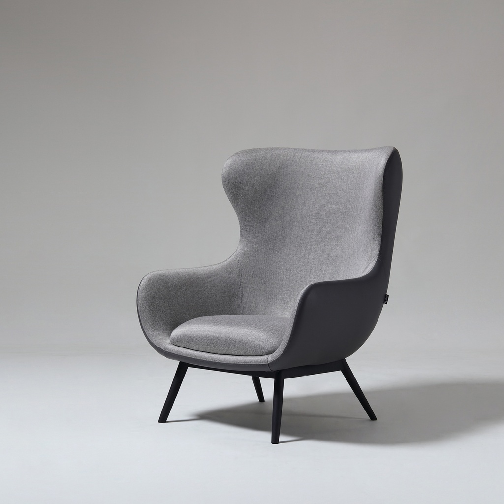 [SLC008TIM002VIN001FAB001] Oasis Armchair (Ashwood Blonde, Liquorice Vinyl, Midnight)
