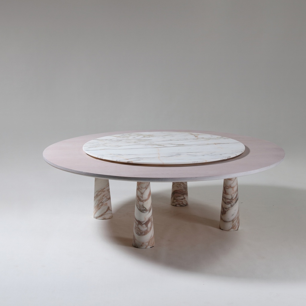 [TDT008TIM002STN001] Colosseo Dining Table (Ashwood Blonde, Black Marble)