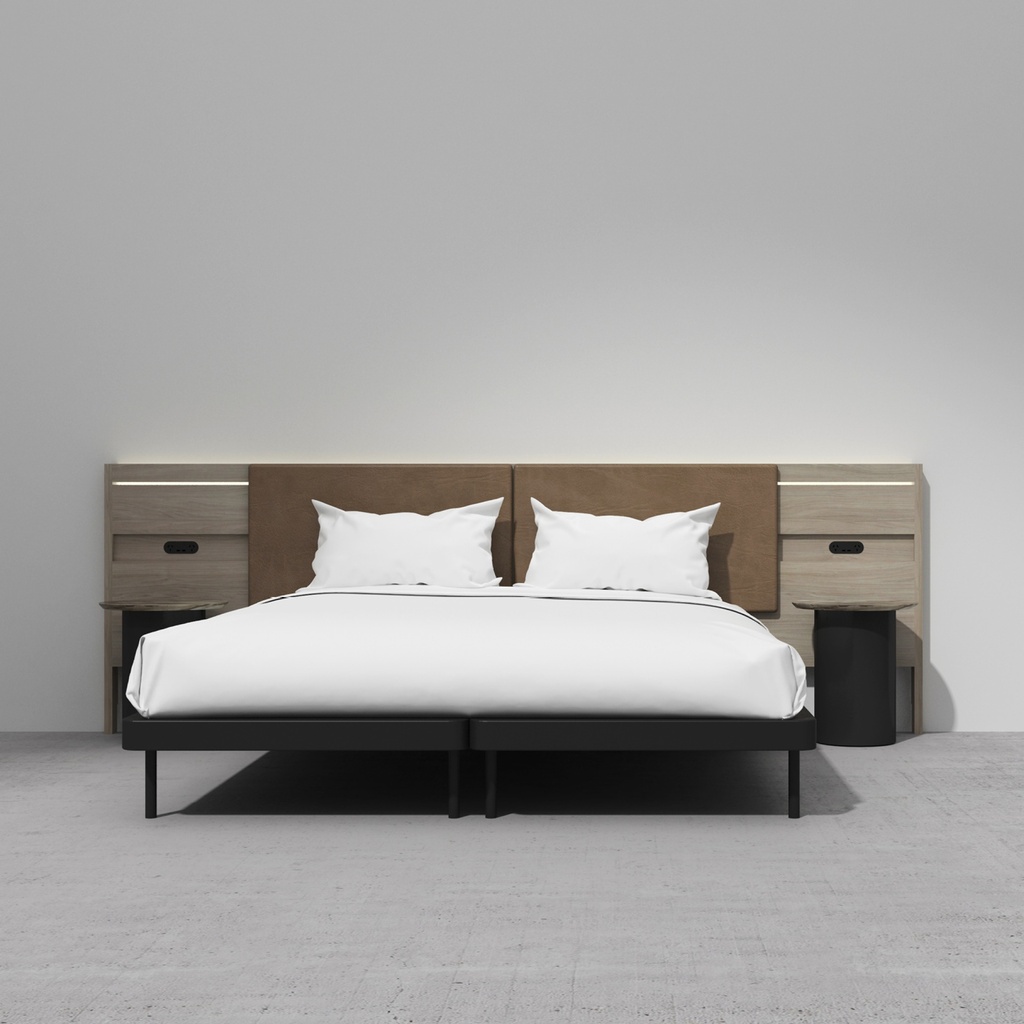 [JBH002TIM002VIN001] Linear Modular Bedhead (Ashwood Blonde, Liquorice Vinyl)