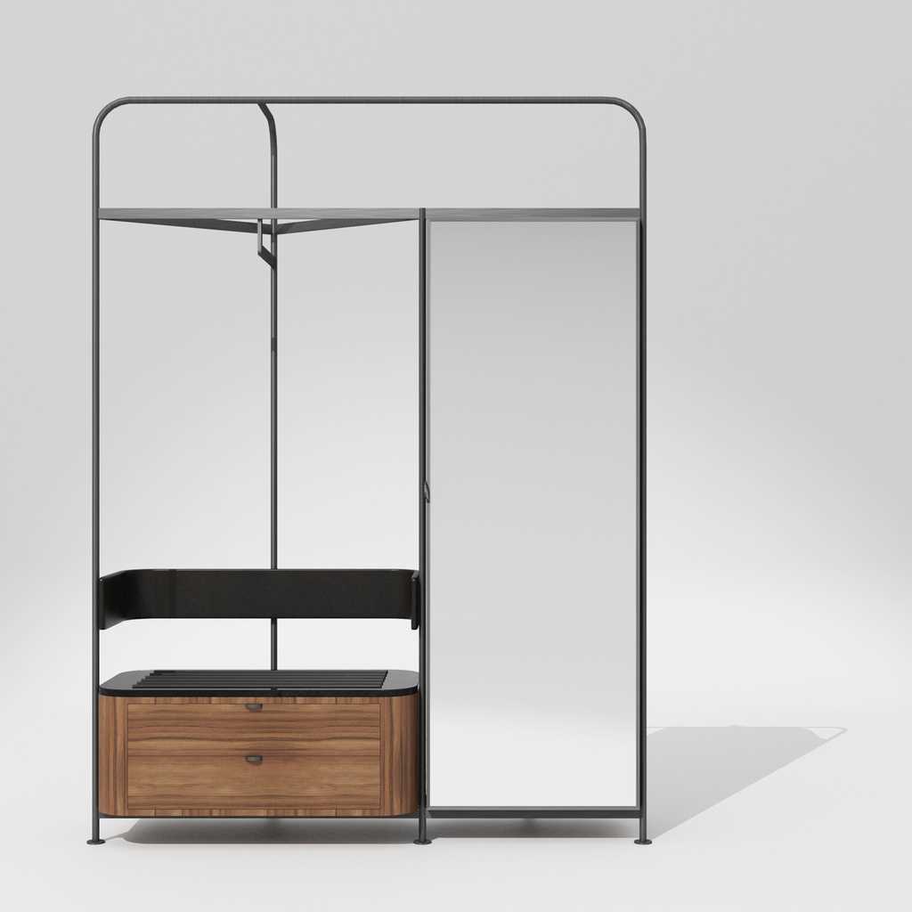 [JWR002TIM002VIN001MET001] Grace Wardrobe (Ashwood Blonde, Liquorice Vinyl, White)